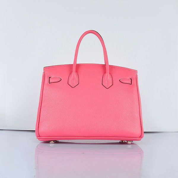 HMS Birkin 30cm Togo Leather Handbags Lip Pink Golden