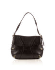 GCCI  Black Leather Horsebit Flap Shoulder Bag