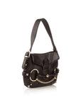 GCCI  Black Leather Horsebit Flap Shoulder Bag