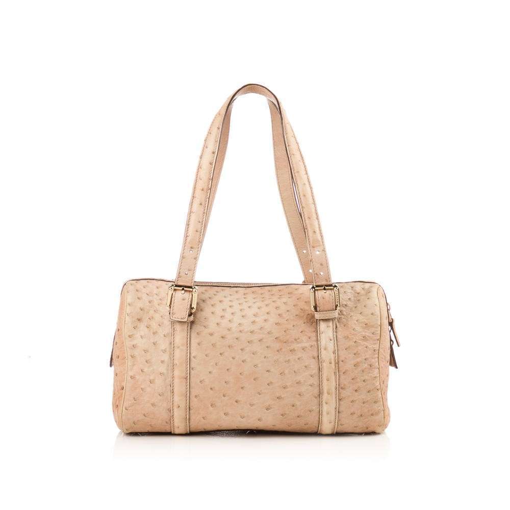 GCCI  Beige Ostrich Britt Boston Bag