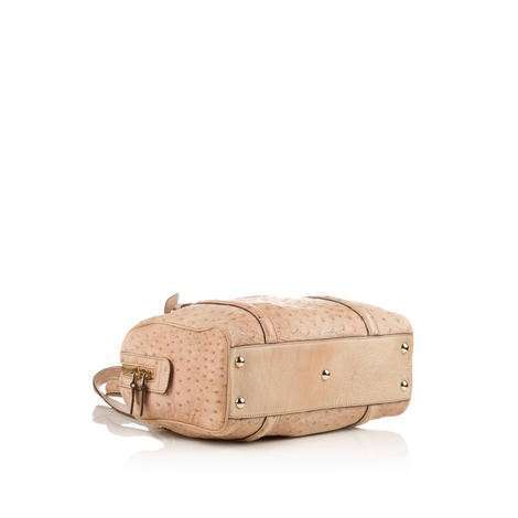 GCCI  Beige Ostrich Britt Boston Bag
