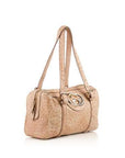 GCCI  Beige Ostrich Britt Boston Bag