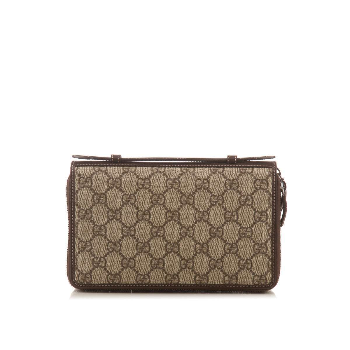 GCCI  Brown GG Supreme Canvas Travel Document Case