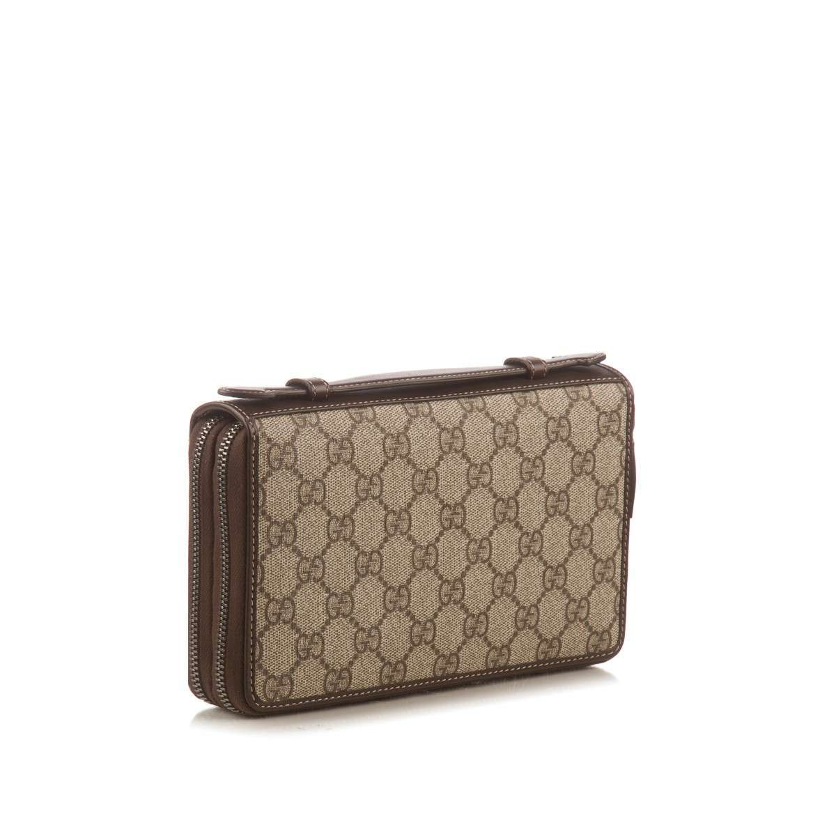 GCCI  Brown GG Supreme Canvas Travel Document Case