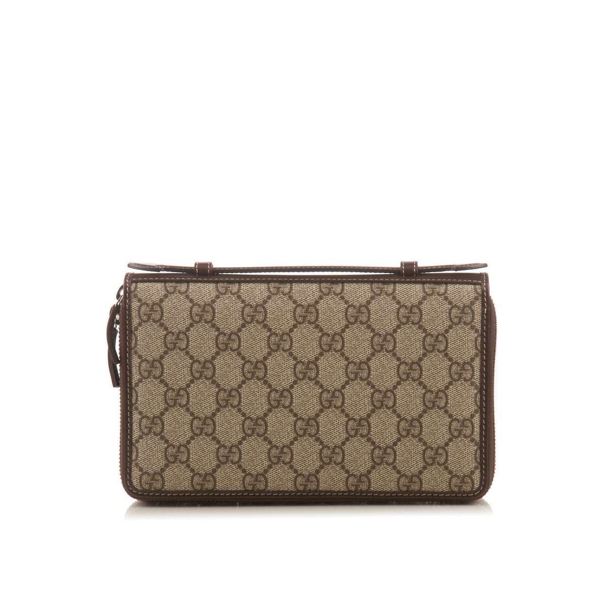 GCCI  Brown GG Supreme Canvas Travel Document Case