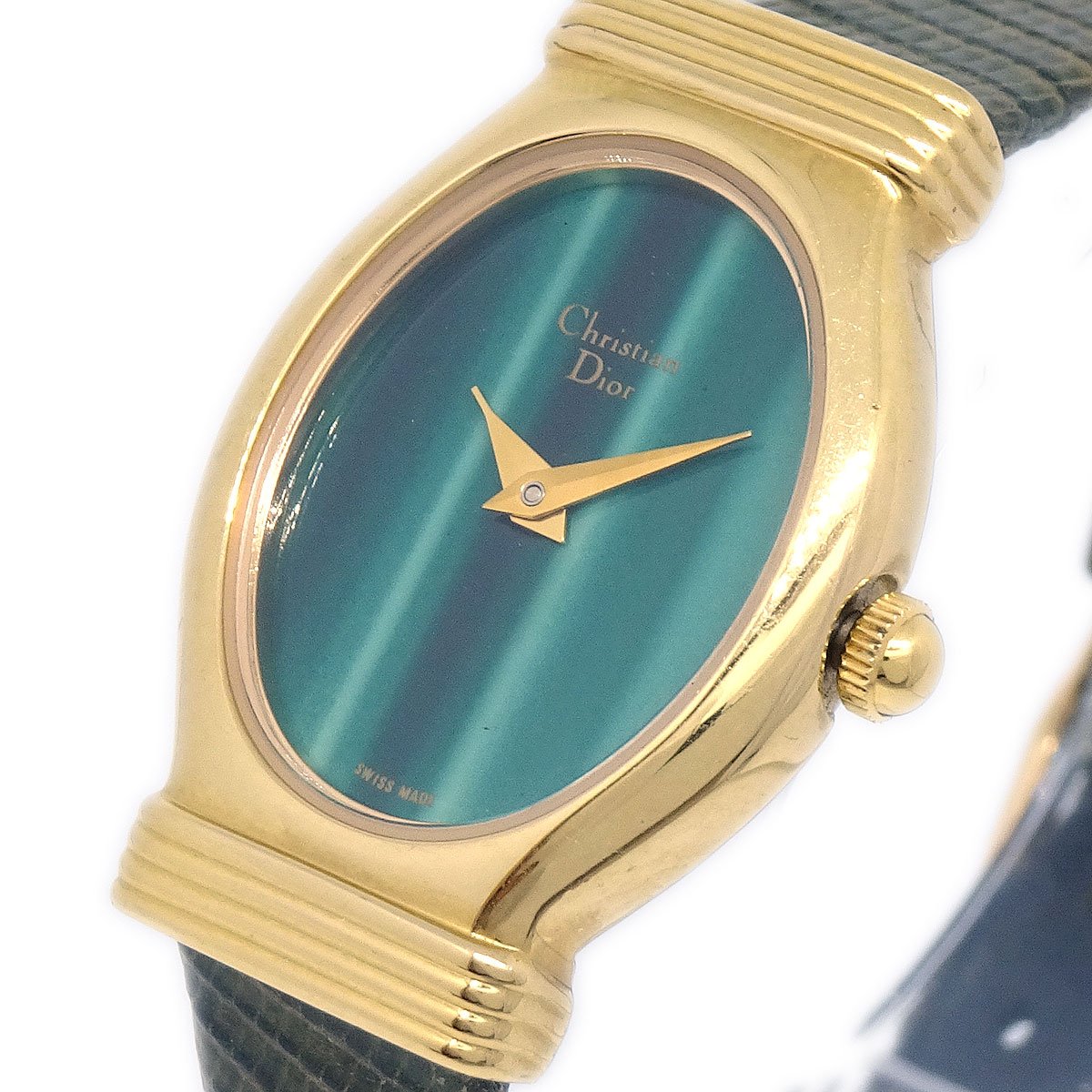 Christian D1OR 3009 Ladies Quartz Watch Gold Green 05418