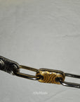 FNDI brown crocodile leather bag w two-tone chain strap & XL FF clasp