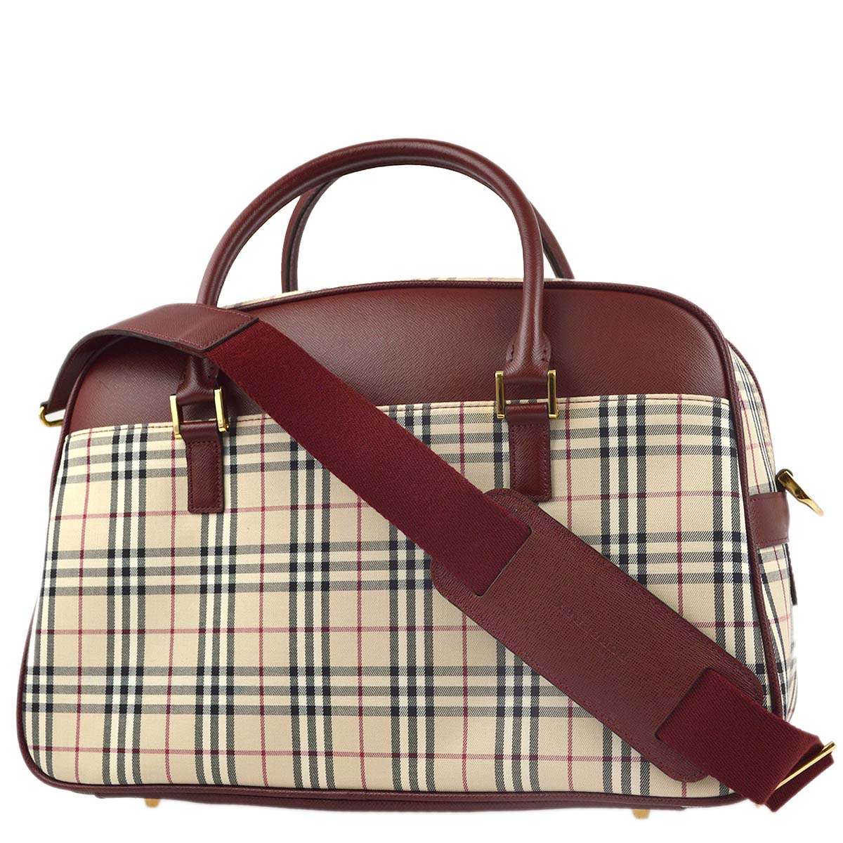 BBERRY Beige Bordeaux  Check 2way HandBag 181833