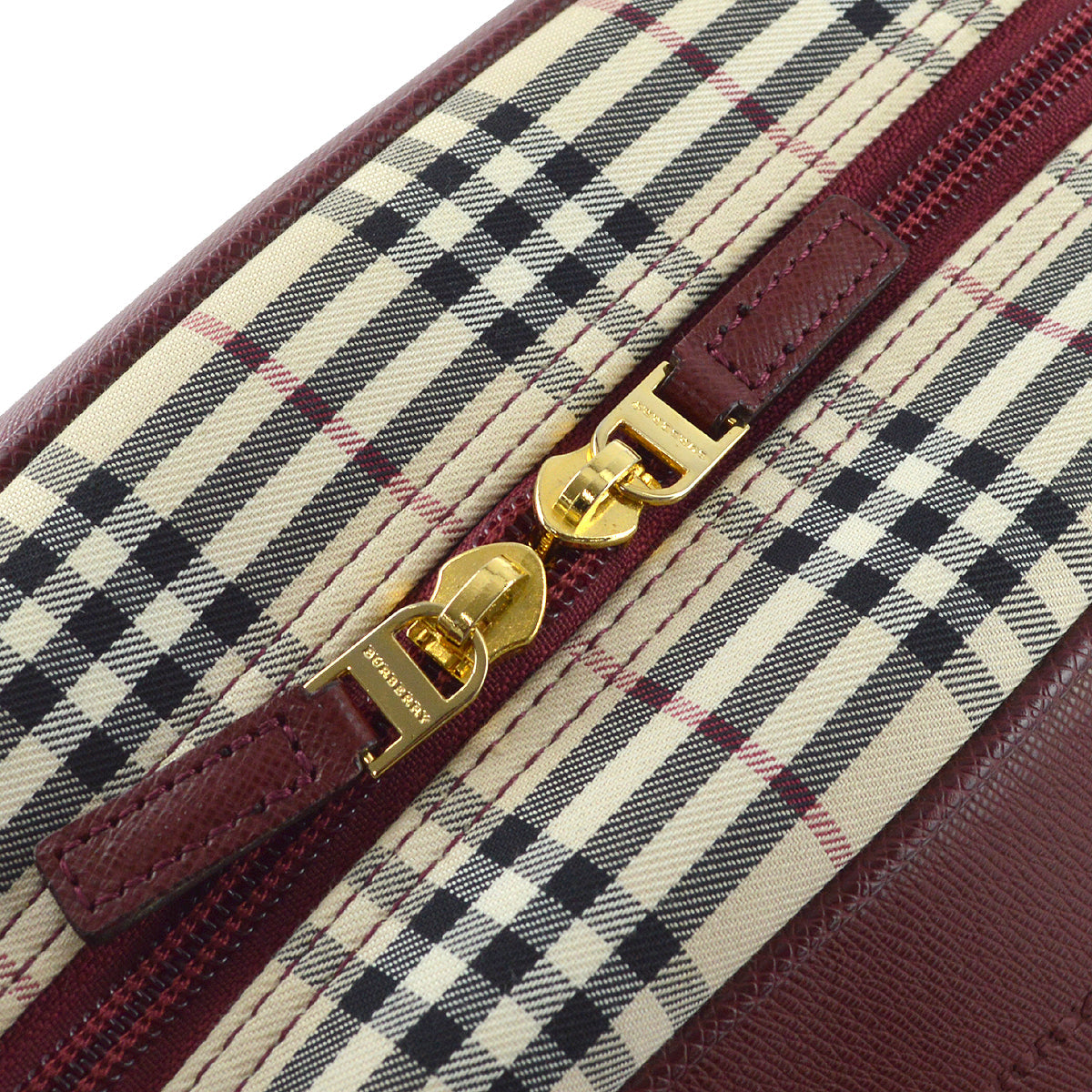 BBERRY Beige Bordeaux  Check 2way HandBag 181833