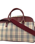 BBERRY Beige Bordeaux  Check 2way HandBag 182065