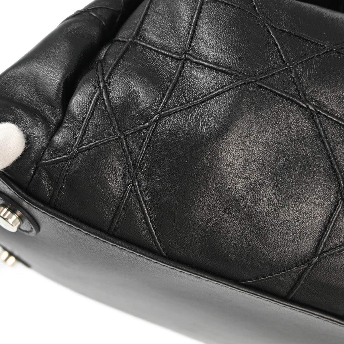 Christian D1OR Black Lambskin Bucket Handbag