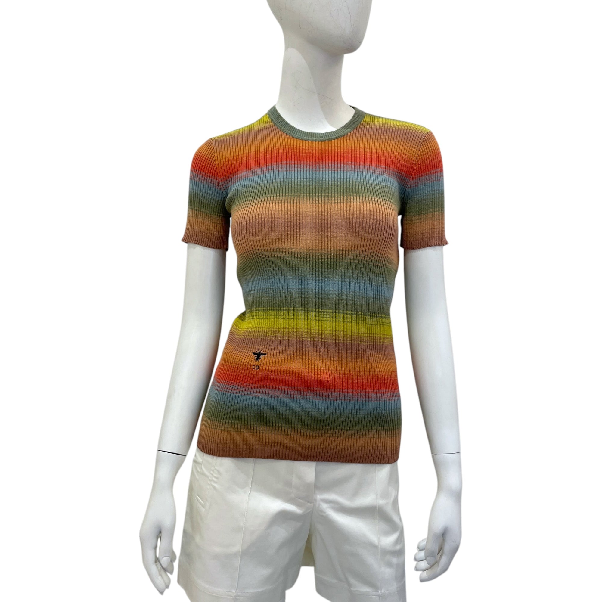2020 D1ORaura 34 Green, Yellow, Orange, Blue, Brown Sweater in Wool, Silk