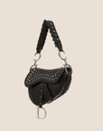 CHRISTIAN D1OR 2004 BLACK SUEDE EMBELLISHED WHIPSTITCH SADDLE BAG