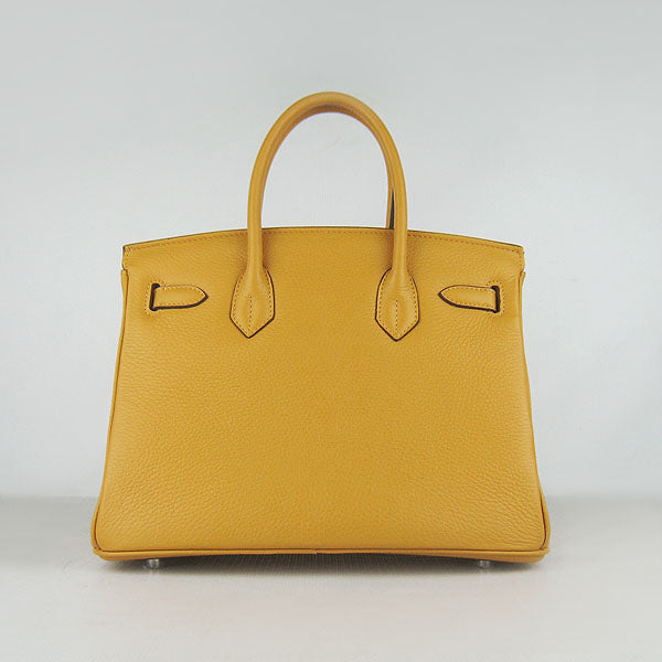 HMS Birkin 30cm Togo Leather Handbags Yellow Silver