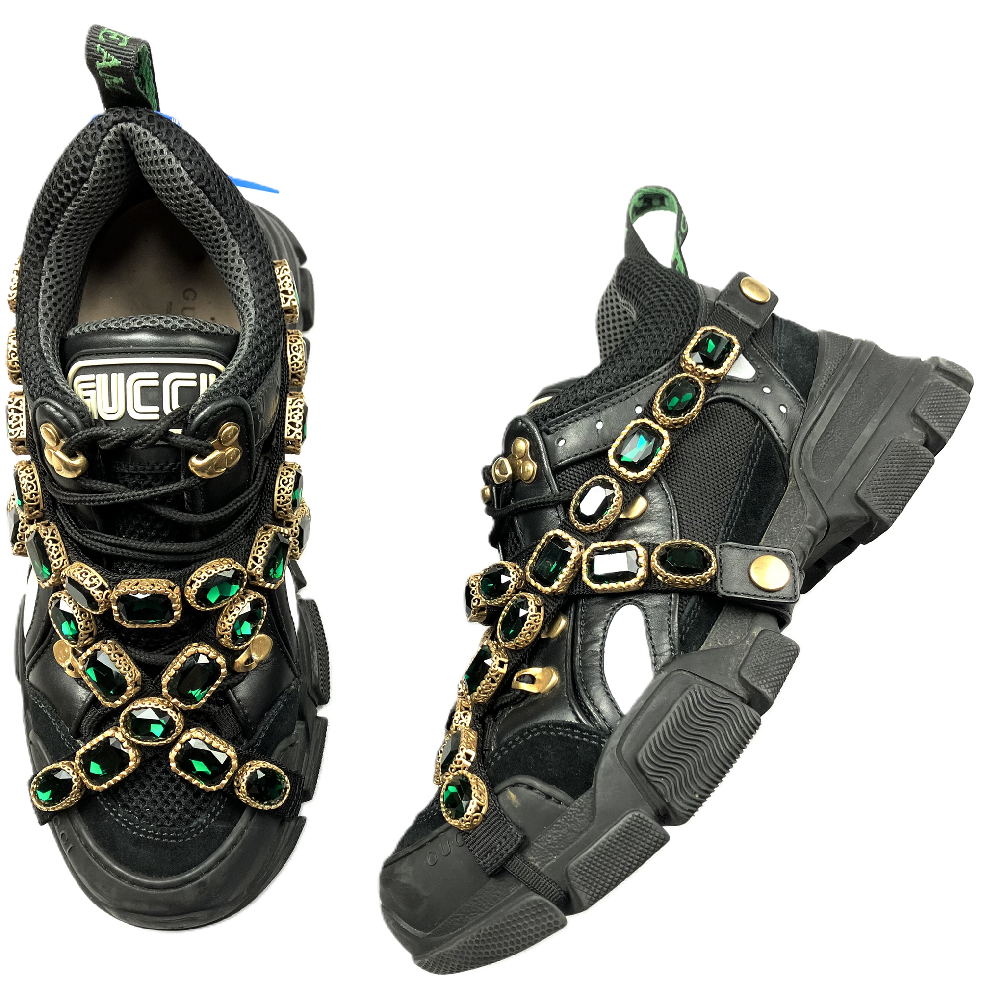 Black &amp; Green Shoes Luxury Designer By GCCI, Size: 9