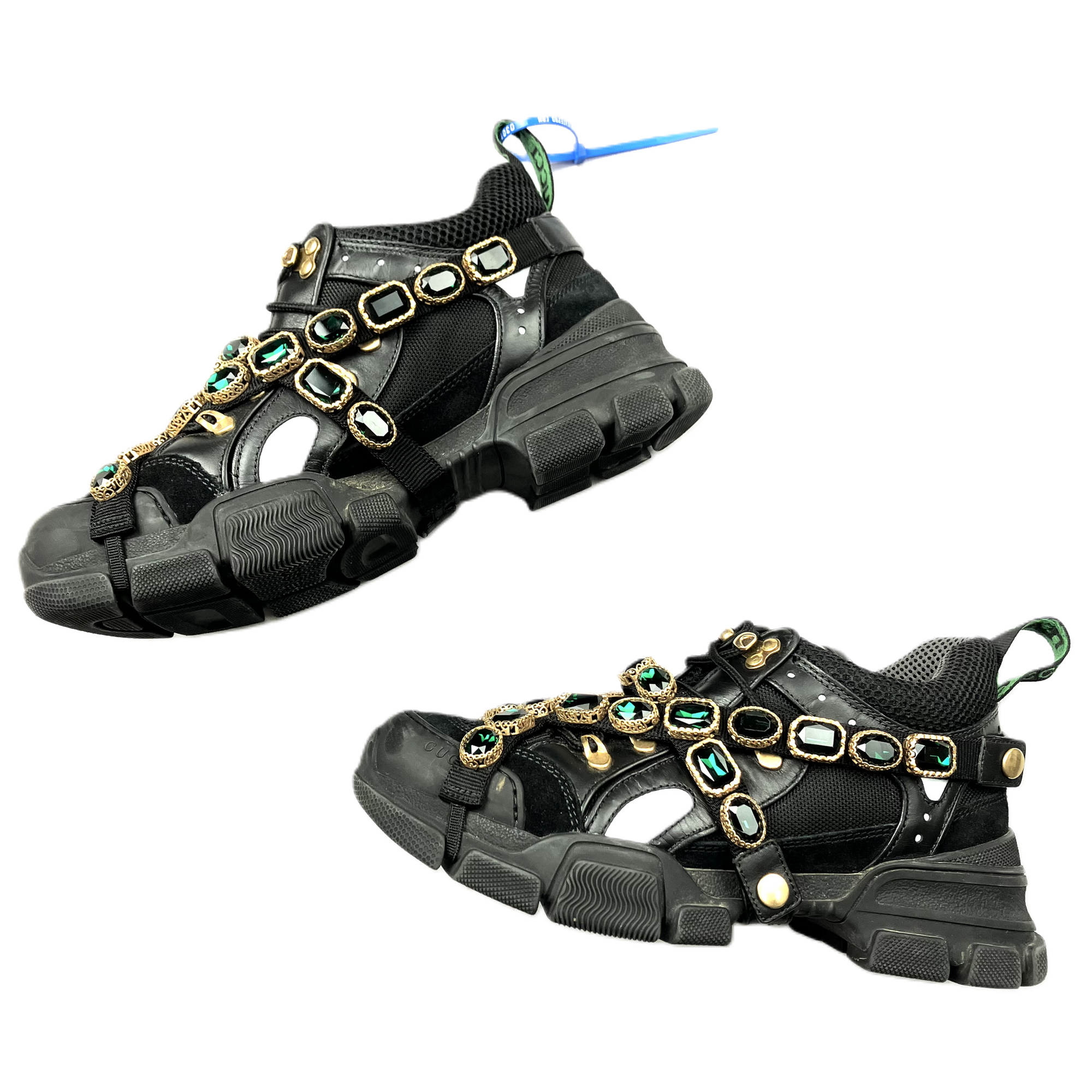 Black &amp; Green Shoes Luxury Designer By GCCI, Size: 9