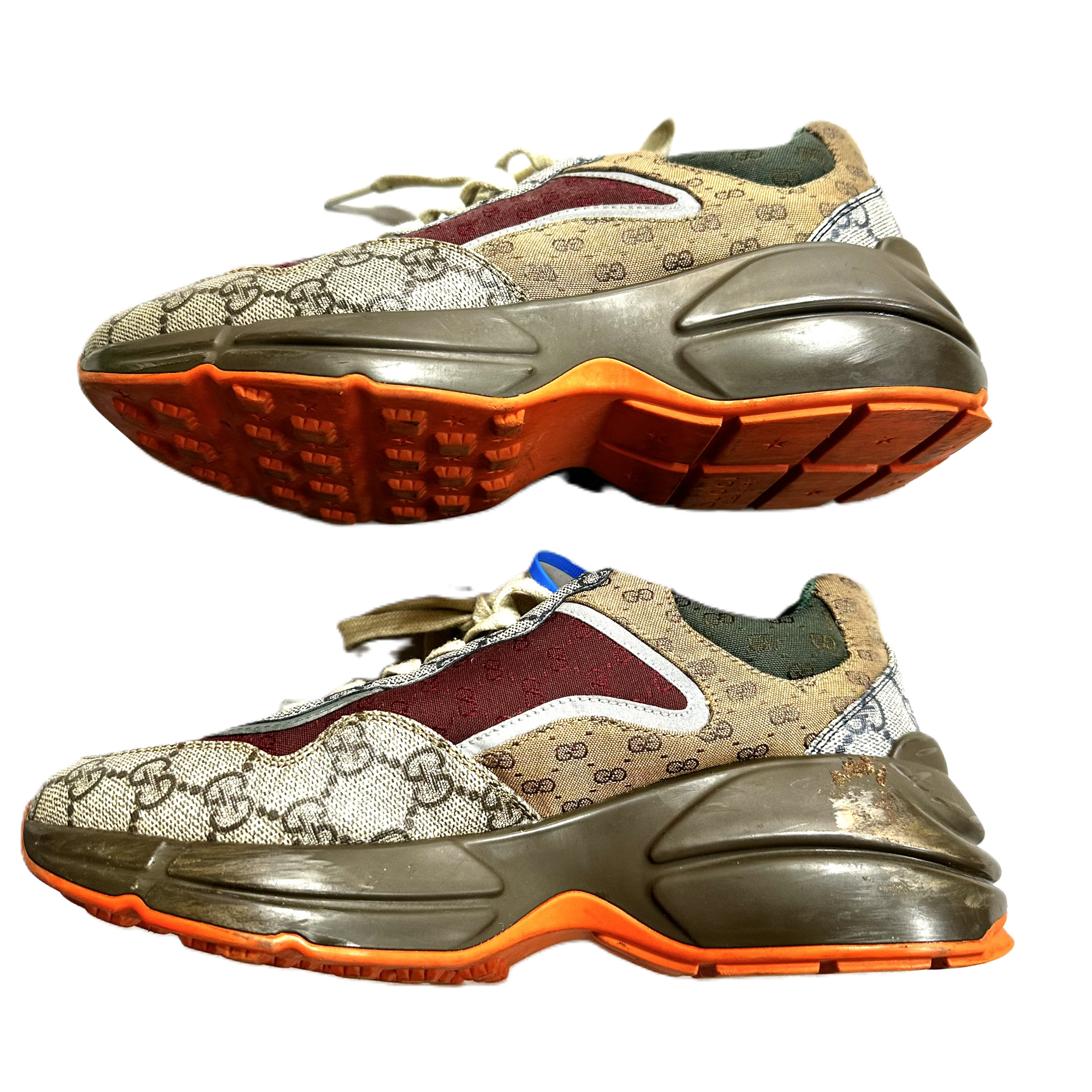 Brown &amp; Red Shoes Luxury Designer By GCCI, Size: 7.5