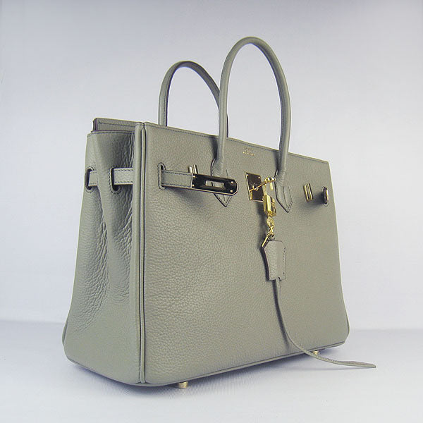 HMS Birkin 30cm Togo Leather Handbags Dark Grey Golden