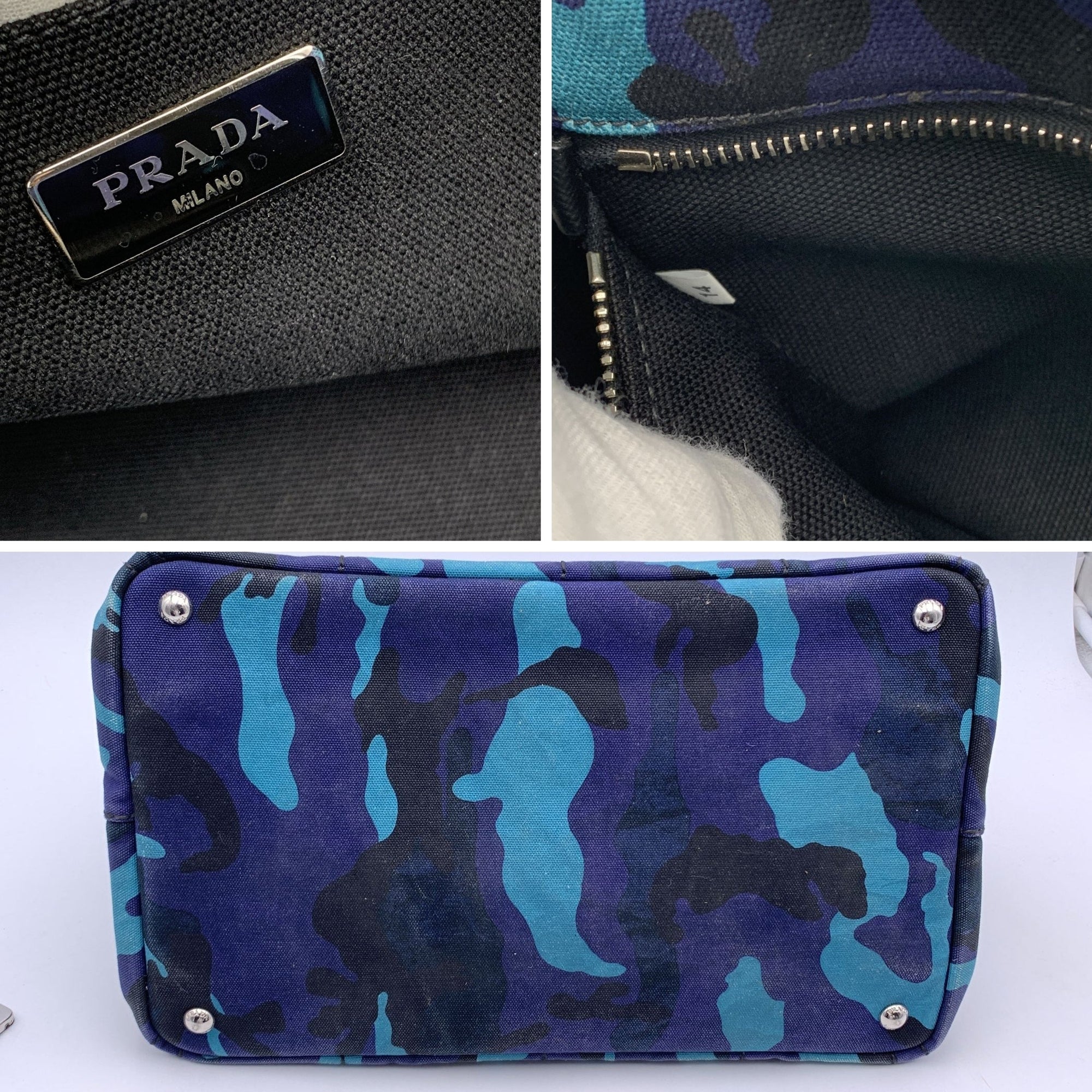 PRD Blue Camouflage Canvas Canapa Logo Tote Bag