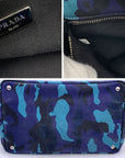 PRD Blue Camouflage Canvas Canapa Logo Tote Bag