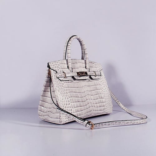 HMS Birkin 30cm Crocodile Leather Bag With Strap Himalaya Gold