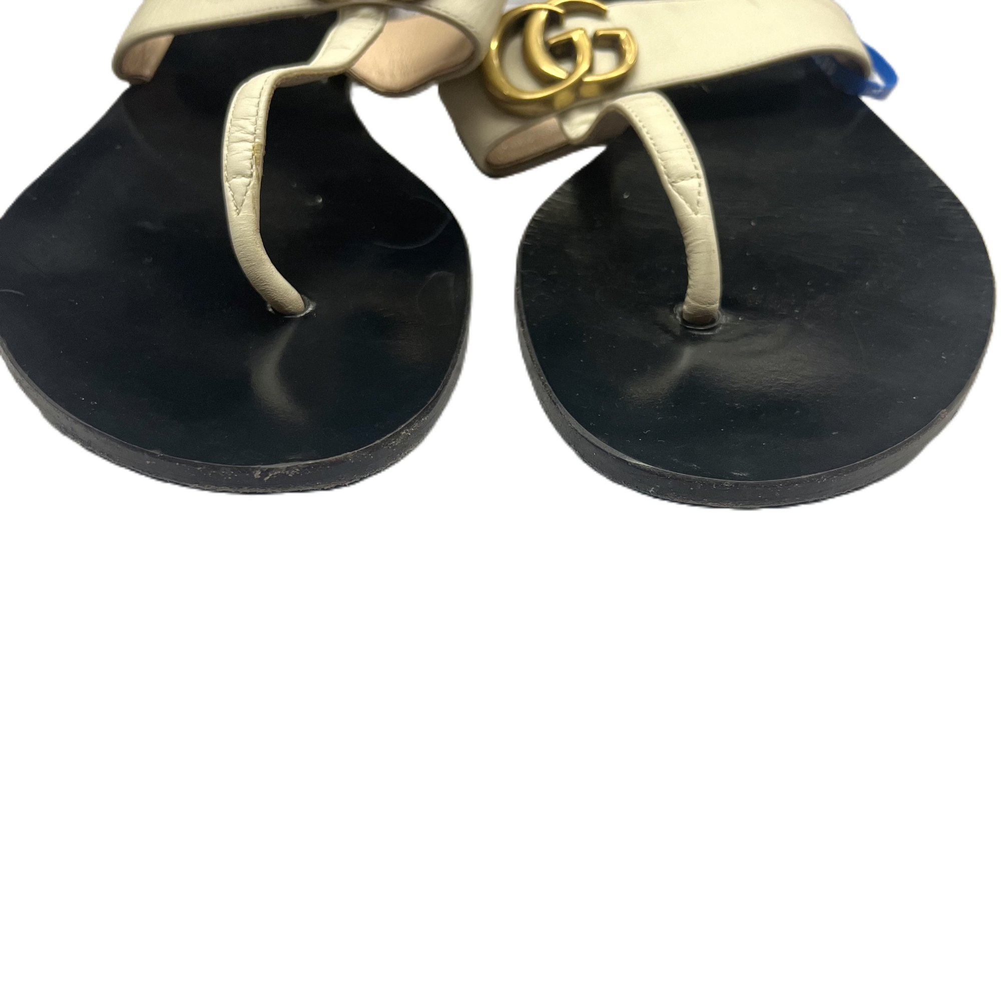 Black &amp; Cream Sandals Luxury Designer By GCCI, Size: 9.5