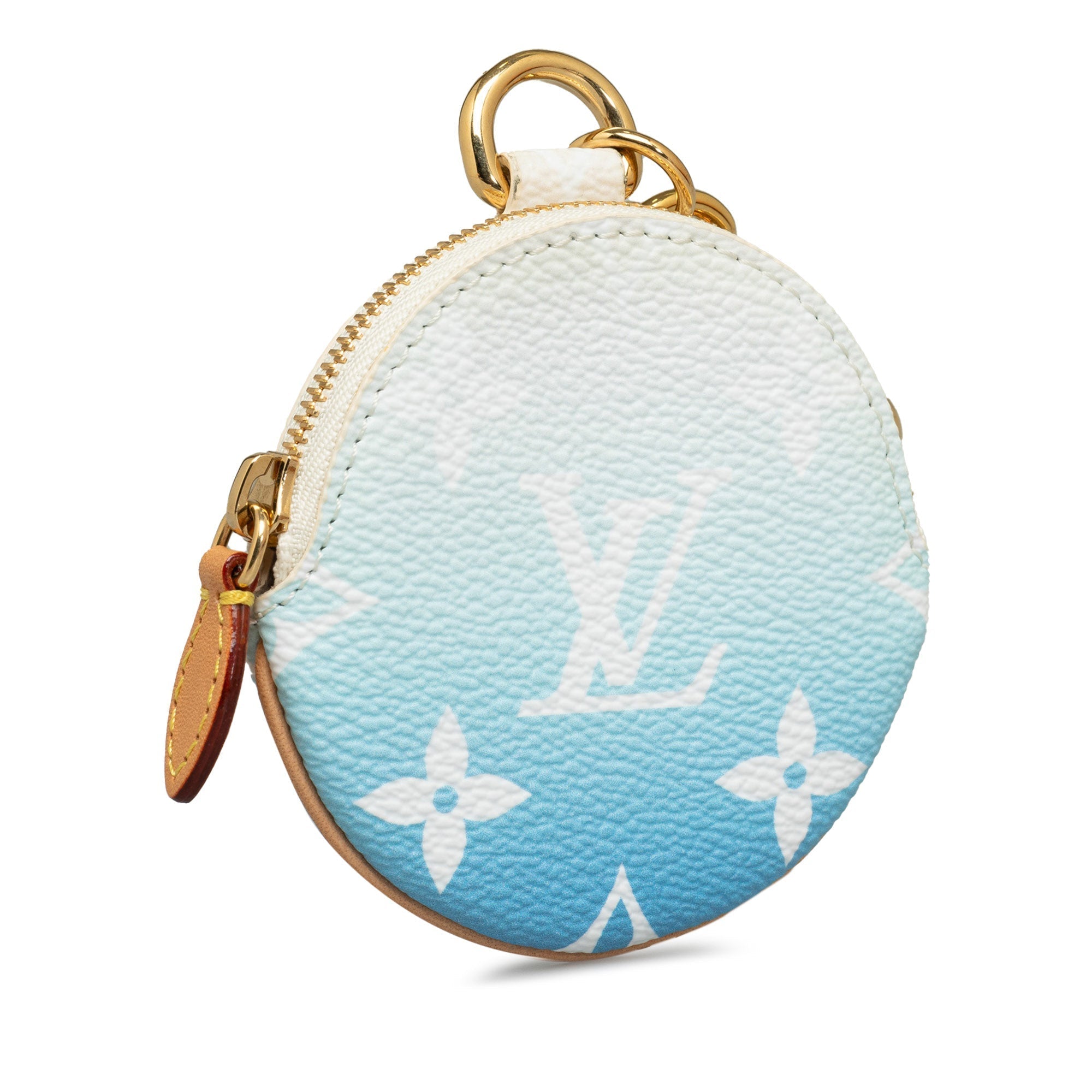 Blue LV Monogram Giant By The Pool Multi Pochette Lanyard Key Holder Coin Pouch
