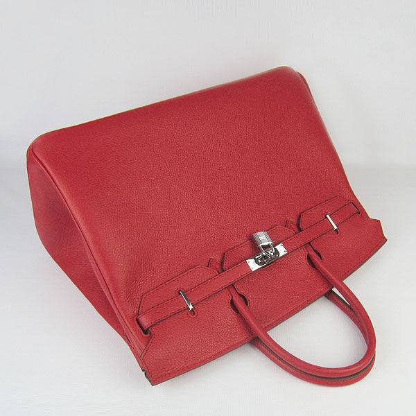 HMS Birkin 35CM Togo Leather Handbags 6099 red silver