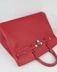 HMS Birkin 35CM Togo Leather Handbags 6099 red silver