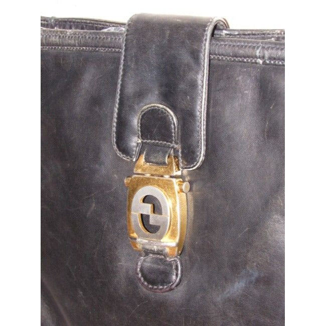 1950s GCCI Vintage Bluish Black Leather Jackie Hobo Bag
