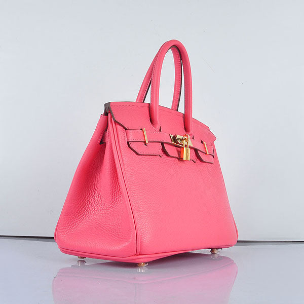 HMS Birkin 30cm Togo Leather Handbags Lip Pink Golden