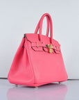 HMS Birkin 30cm Togo Leather Handbags Lip Pink Golden