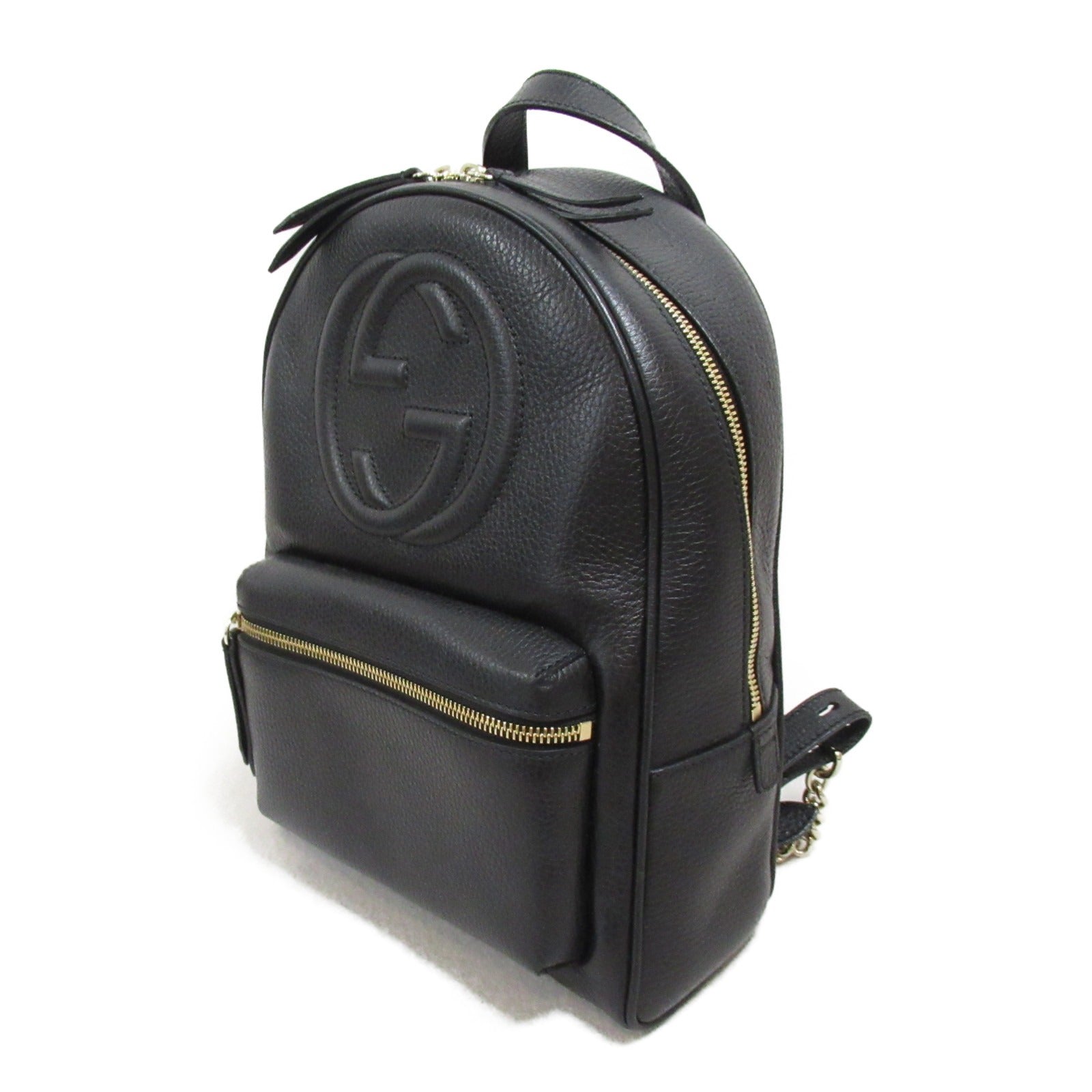 GCCI  Backpack Interlocking G Rucksack Backpack Leather  Black  536192