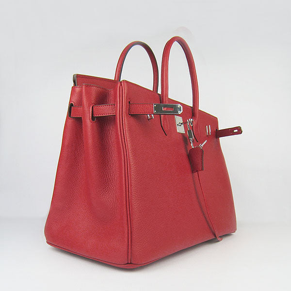 HMS Birkin 35CM Togo Leather Handbags 6099 red silver