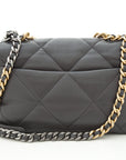 2020 CH 19 Grey Lambskin Quilted Flap Handbag
