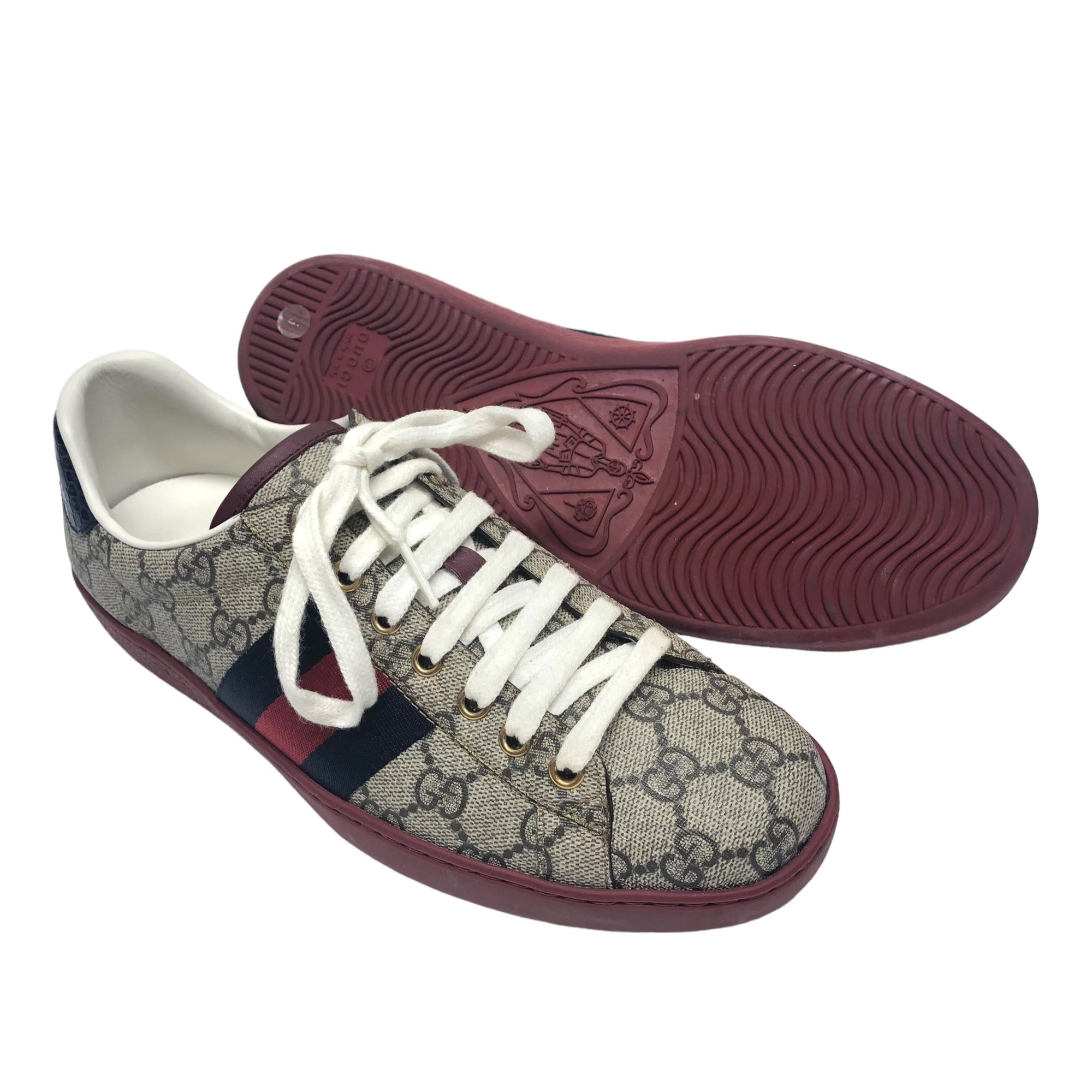 Brown &amp; Red Shoes Luxury Designer GCCI, Size 7.5