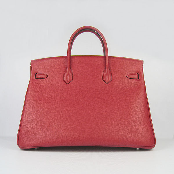HMS Birkin 35CM Togo Leather Handbags 6099 red silver