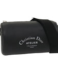 CHRISTIAN D1OR Atelier Roller Bag Shoulder Bag Leather Black Auth 29708A
