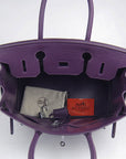 HMS Birkin 30cm Togo Leather Handbags Purple Silver