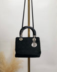 Christian D1OR Cannage Logo Charm Two-way Handbag Shoulder bag Black Vintage bgdau3