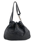 Christian D1OR Cannage Logo Motif Drawstring Shoulder bag Black Vintage ryhx6x