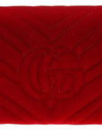 (WMNS) GCCI GG Marmont Gold Logo Distress Velvet Chain Shoulder Messenger Bag Mini Red 474575-9QIDT-6433