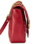 (WMNS) GCCI GG Marmont Gold Logo Distress Leather Chain Shoulder Messenger Bag Red Classic 443496-DTDIT-6433