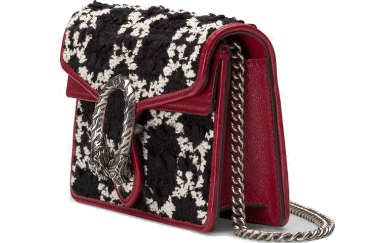 (WMNS) GCCI Dionysus Tiger Head Logo Chain Shoulder Messenger Bag Mini Black / Red 476432-HS8AN-1164