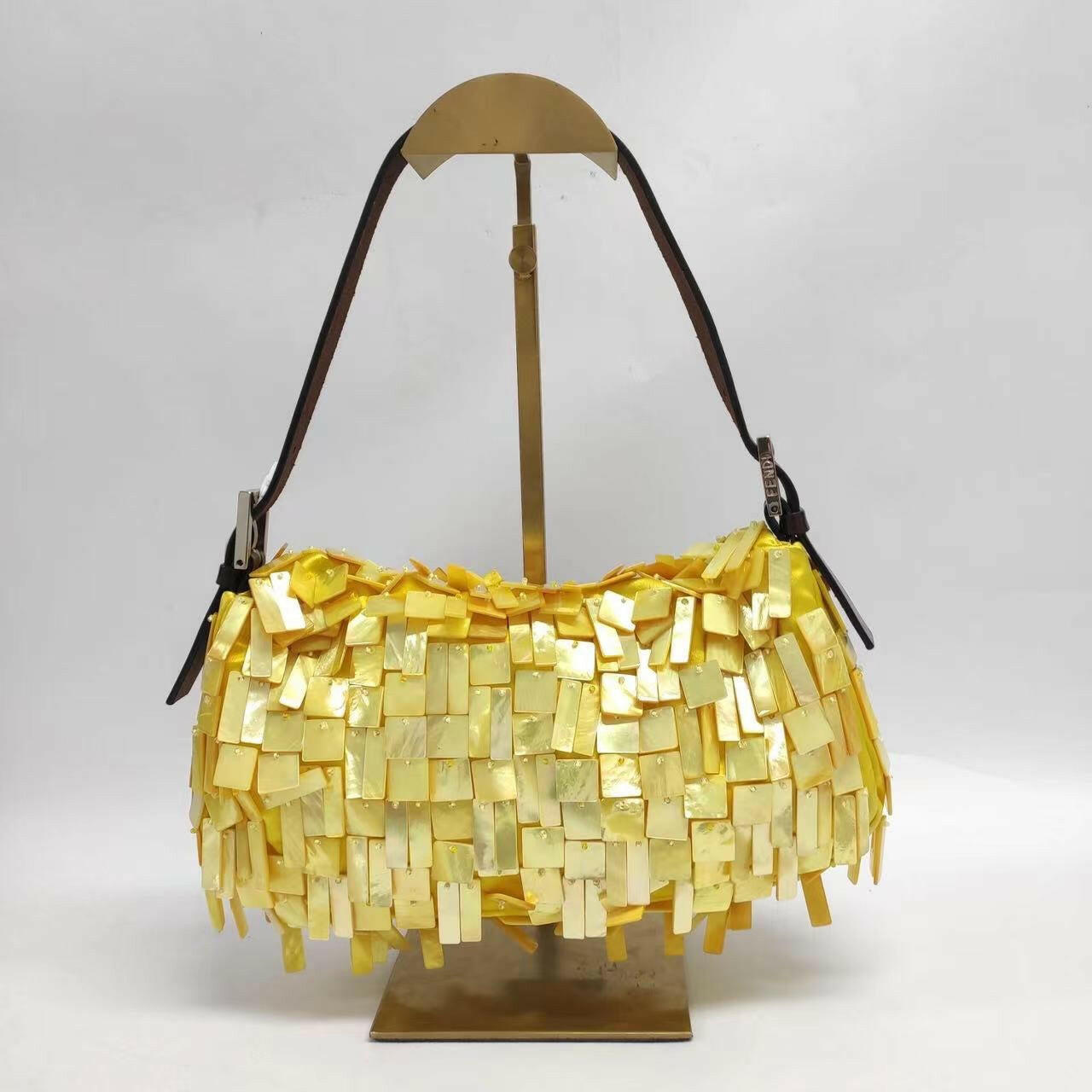 FNDI Baguette Yellow Silk With Mother Of Pearl Sequins Extremely Rare