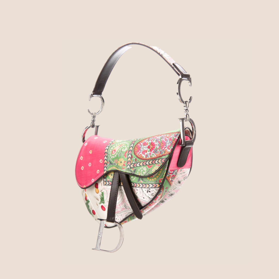 CHRISTIAN D1OR 2003 SILK PATCHWORK SADDLE BAG