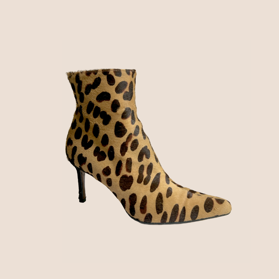 CHRISTIAN D1OR 2000 LEOPARD PRINT PONY HAIR BOOTS