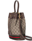 (WMNS) GCCI Ophidia Logo Stripe Webbing Canvas Drawstring handbag Small / Brown Classic 550621-96I3B-8745