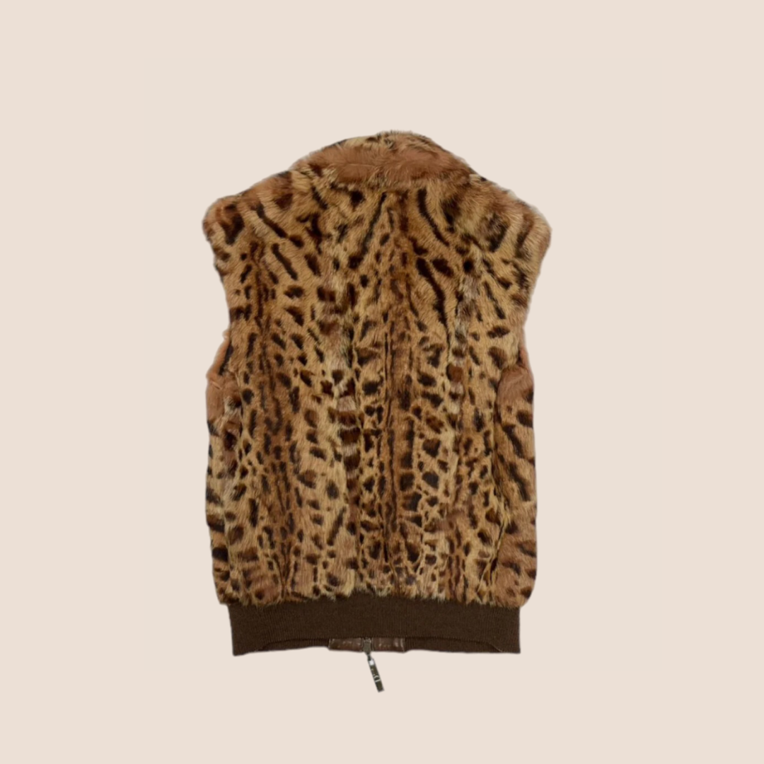 CHRISTIAN D1OR AW 2004 CHEETAH PRINT FUR VEST