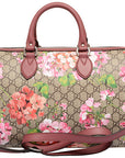 (WMNS) GCCI GG Blooms Logo Printing Canvas Boston Ebony / Pink Handbag 409527-KU2IN-8693